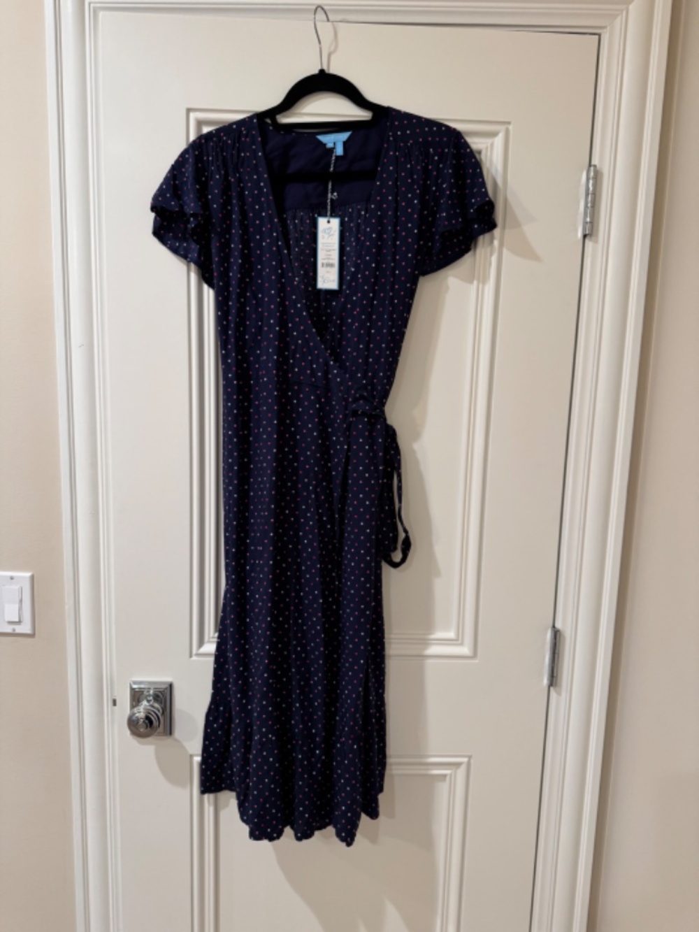 NEW WITH TAGS! Draper James Multi Dot Midi Wrap Dress, size 10, $150